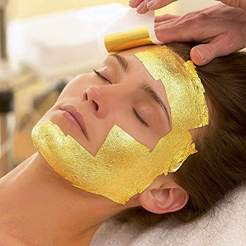 Edible Gold Leaf Sheets, 20 Pieces 4.33cm*4.33cm 24K Gold Leaf for Food, Cakes, Drinks, Makeup, Skincare, Art