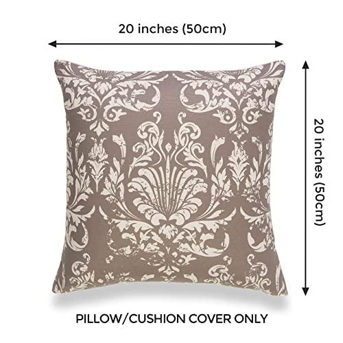 Modern Boho Pillow Cover, Damask, Brown, 20" X20" #TOP1