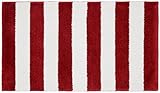 Garland Rug Beach Stripe Bath Rug, 21' x 34', Crimson Red/White