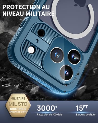 Coque iPhone 17 Pro Max étanche Lanhiem antichoc intégrale bleu - 4