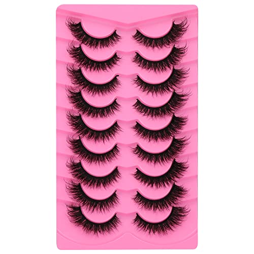 False Eyelashes Natural Fluffy Mink Lashes Wispy Eye Lashes 16mm Medium Volume Fox Eye Lashes 9 Pairs Pack by Yawamica - Thumbnail 5
