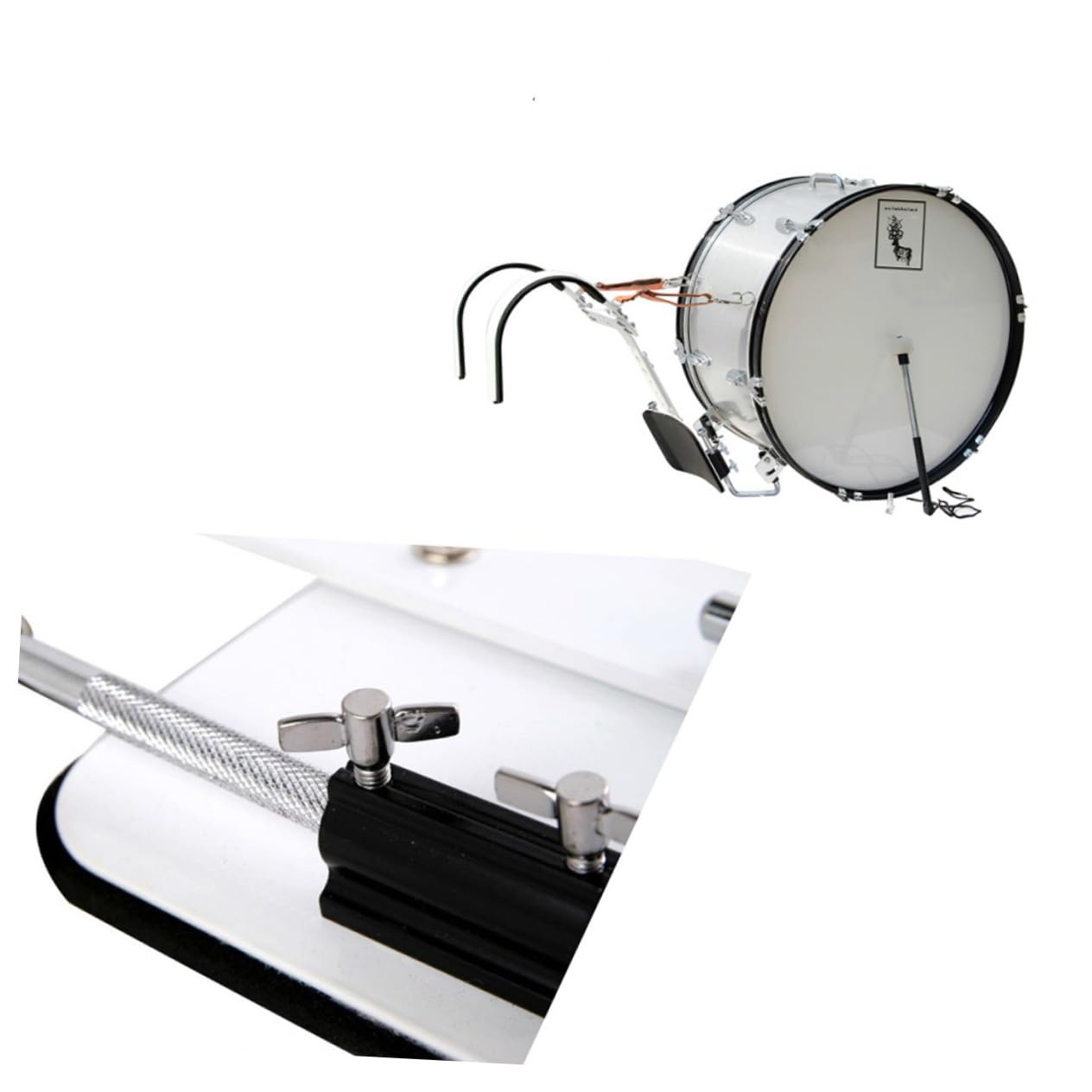TOYANDONA Verstellbarer Weiß aus Aluminiumlegierung Marschtrommelträger mit Schulterpolster Leicht zu Tragen und Einfach zu Montieren für Snare Drum Trommel Groß