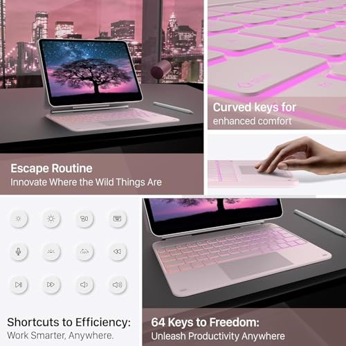 Image of typecase Edge for iPad Air 11 (M4 2026 / M3 2025 / M2 2024), Air 5th /4th & Pro 11 (4th /3rd /2nd /1st) with 11-Color Backlit & Touchpad, Magic Floating Keyboard (NOT for 10th /A16 /Pro 11 (M5 /M4) -Pink'26