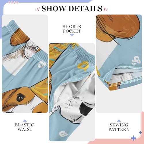 ZZXXB Beagle Birthday Balloon Boys Long Pants Soft Trousers Elastic Waist Kids Lounge Bottoms with Pockets S-XL4