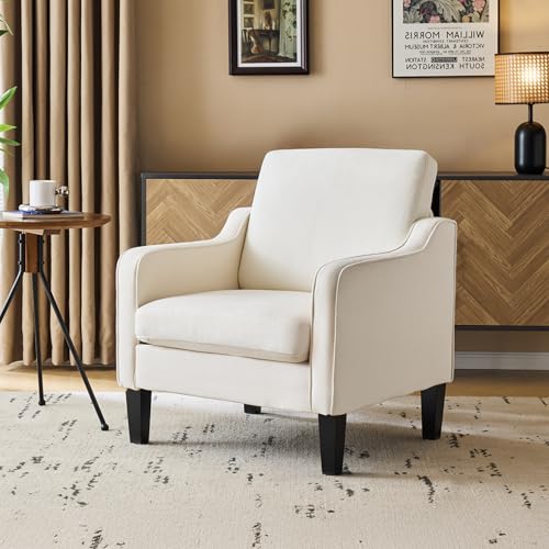 VINGLI Mid Century Modern Accent Chair, Beige Fabric Accent Chair...