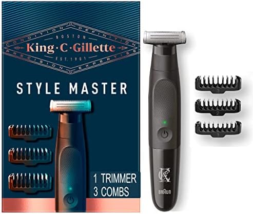 King C. Gillette Beard Trimmer for Men, Includes 1 Cordless Style Master Trimmer with One 4D Blade and 3 Interchangeable Combs, Waterproof