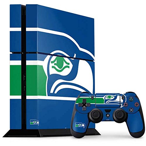 Skinit Decal Gaming Skin Compatible with PS4 Console and Controller Bundle - Officially Licensed NFL Seattle Seahawks Retro Logo Design