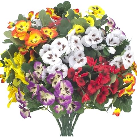 Grunyia 10 Bundles Faux Pansy Flowers Cover