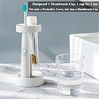 Vista 3 de 1 soporte para cepillos de dientes con tapa/taza y 2 ranuras, soportes para cepillos de dientes eléctricos de altura ajustable para baños