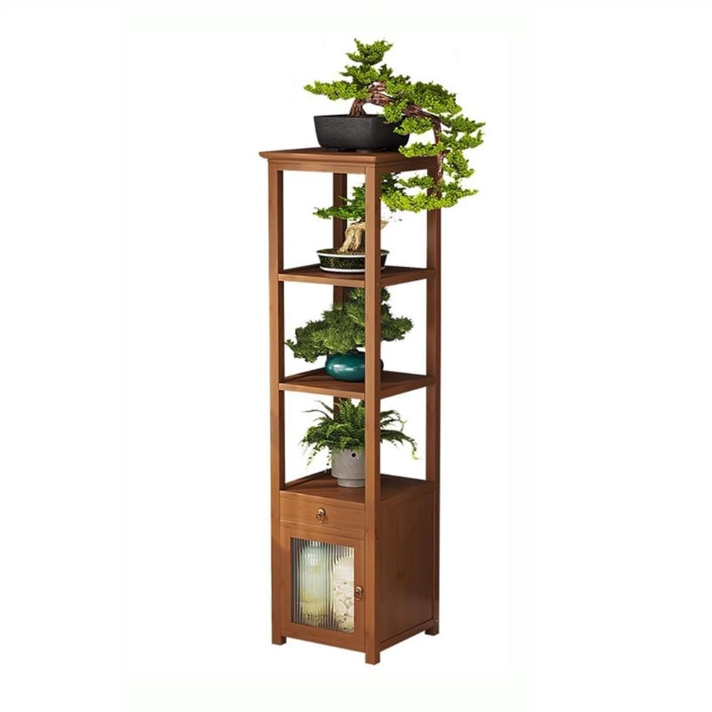 Kx9Lb8d Bonsai Base Multi Layer Decorative Greenery Shelves, Living Room Floor Standing Bamboo Bonsai Rack Plant Stand