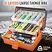PLUSINNO Large 3 Layers Fishing Tackle Box with Tackle Included, 415Pcs Fishing Lures Kit Contains Pliers, Crankbait, Hooks, Weights & Accessories, Fishing Gear Gifts for Men Starter Kits Bass Trout