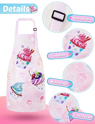 Wernnsai Kids Aprons, Cupcake Kids Art Aprons for Girls Waterproof Toddler Chef Aprons for Cooking Baking, Painting - Image 2