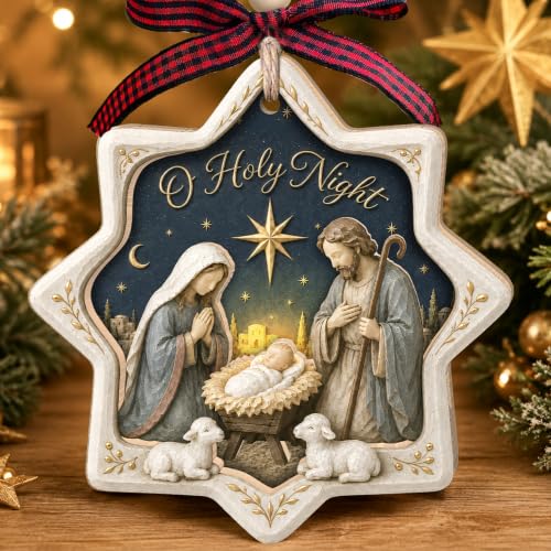 Nativity Wood Bible Verse Ornament