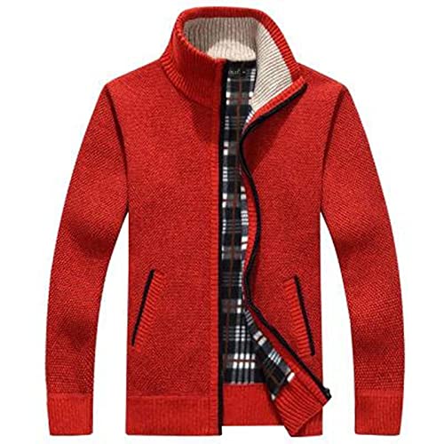 Mens Sweater Cardigan Winter Knitwear Fleece Soft Plaid Lined Sweaters Cable Knit Sweater Zipper Jackets with Hooded4