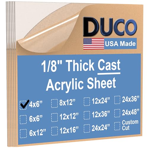 Image of Duco Clear Cast Acrylic Sheets 1 /8 inch (3mm) Thick 4 inch x 6 inch - 6 Pack of USA-Made Transparent Plexiglass Sheet - Shatter Resistant Acrylic Board for Window Replacements, Displays, Signs, & Barriers