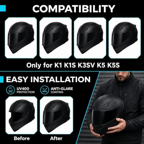 Image of PSLER Shatterproof Helmet Visor for K1 K1S K3SV K5 K5S,Black
