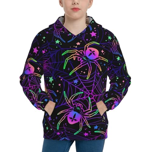 Multi-colored Spiders Kid Hoodies Boys Sweatshirts Girls Pullover with Pocket