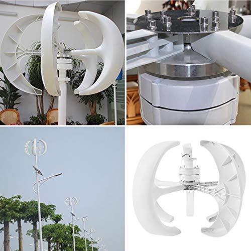 Wind Turbine Generator Kit, 600W DC12V Lantern Vertical Wind Generator Kit Nylon Fiber Blades Electricity Producer Equipment for Power Supplementation (White) - Image 5