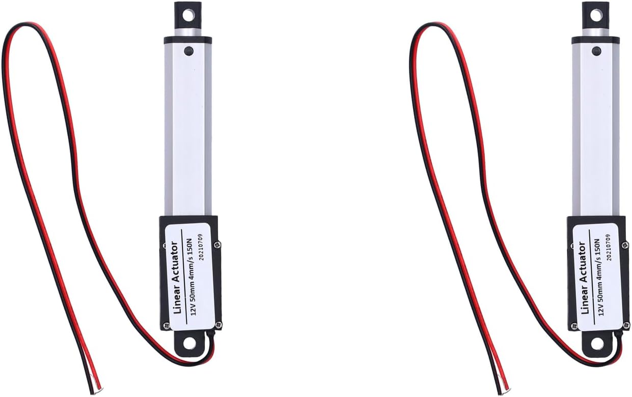 2PCS Linear Actuator 12V Mini Electric with 50mm Stroke High Speed for Intelligent Range Hood Fan Blades Cabinets Low Noise Internal Limit Switch