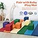TODIBY Foam Building Blocks for Toddlers：12-Pieces Wipeable Leather Stacking Cubes Kids - Large Soft Toys Play Set for Learning Construction Baby Preschool Daycare Therapy Birthday Gift (Rainbow)