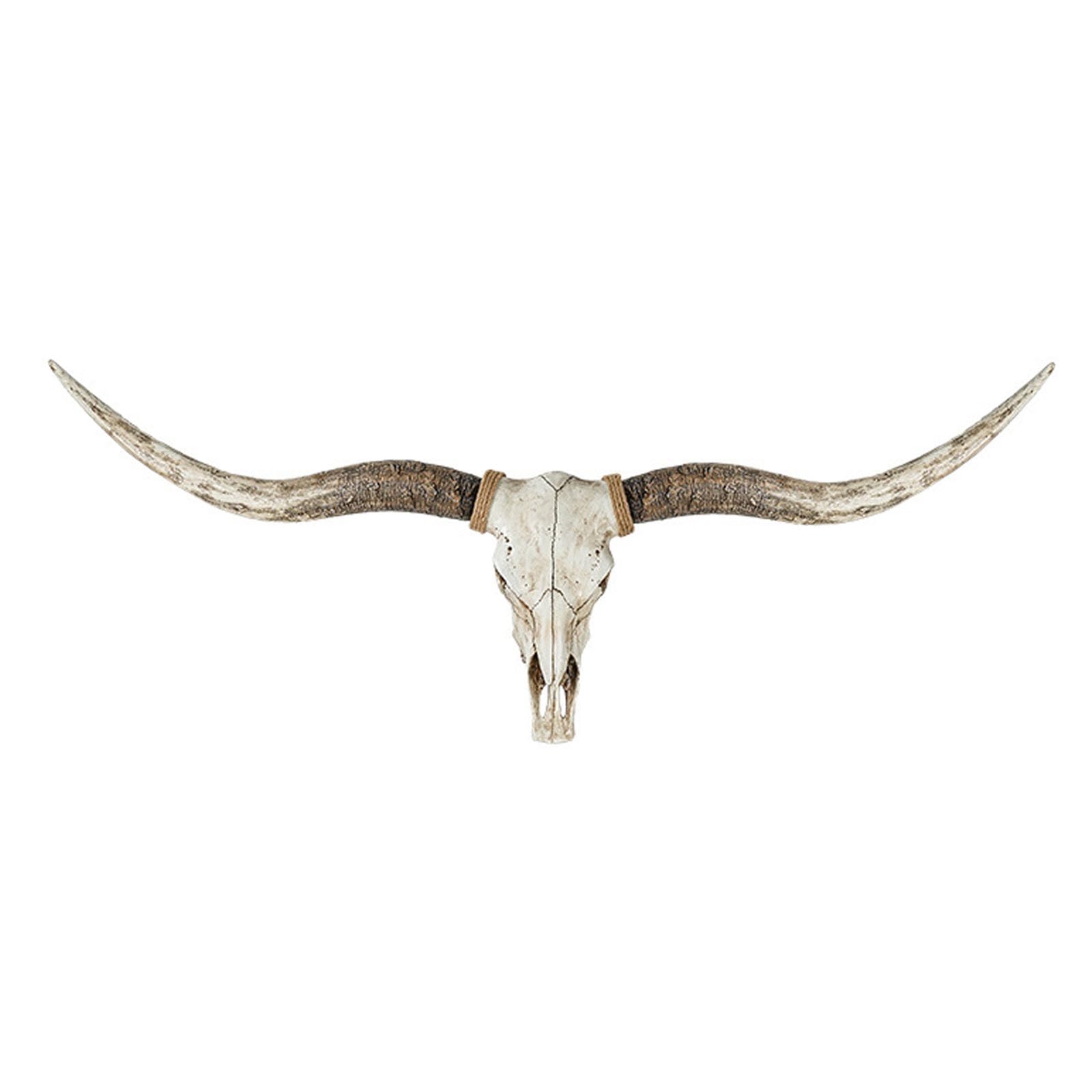 Cow Skull Wall Decor, Long Horn Cow Skull Wall Hanging Decor,Wall Hanging Faux Longhorn Skull,Faux Taxidermy Animal Head Handmade Wall Decor Home Sculpture,Faux Bull(Size:182x52cm,Color:D-Retro brown)