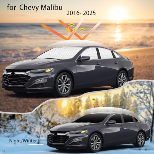 Image of KMF 8pcs Thicken Full Window Sun Shades for Chevy Chevrolet Malibu Accessories 2016-2025,Car Window Covers Sunshade for Windshield Side Rear, UV Block and Blackout Privacy for Car Camping Outdoor