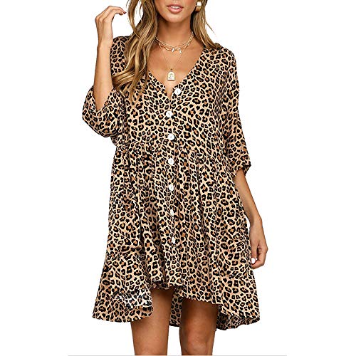 lamibaby Women Short Sleeve Tunic Dress V Neck Loose Caual Shift Dresses