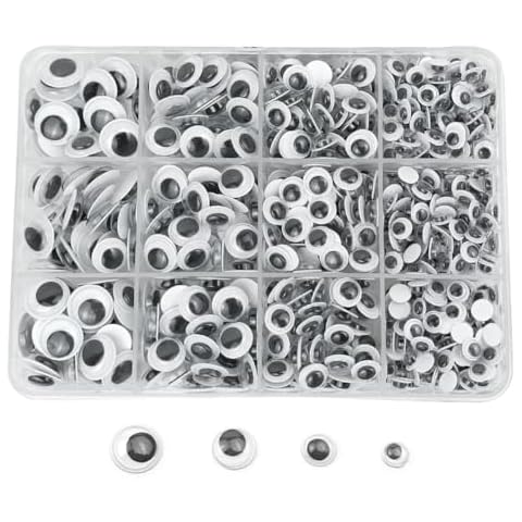 825 Pcs Black Wiggle Googly Eyes with Self-Adhesive, 6mm 8mm 10 mm 12mm Mixed Packaging Cover