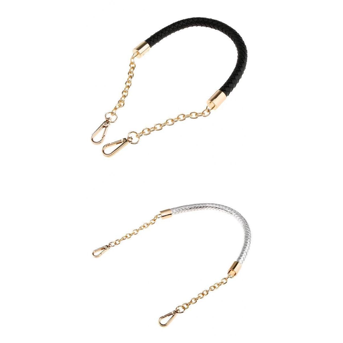 2pc Metal PU Leather Braided Bag Strap Handle Bag Chain Replacement 60cm-image-24