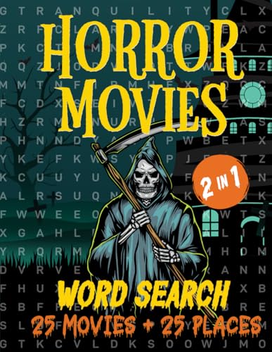 Horror Movies Word Search: Challenging Puzzles for Adults and Horror Fans - Large Print Word Searches Featuring Iconic Horror Movies and Haunted Locations