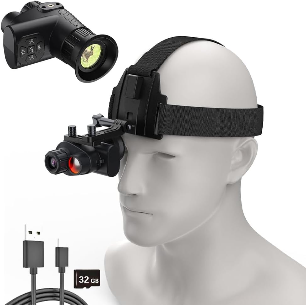 Infrared Night Vision Goggles for Men, 4K Night Vision Monocular 8X Digital Zoom, with 2200mah Battery and 32GB Memory Card for Camping, Surveillance