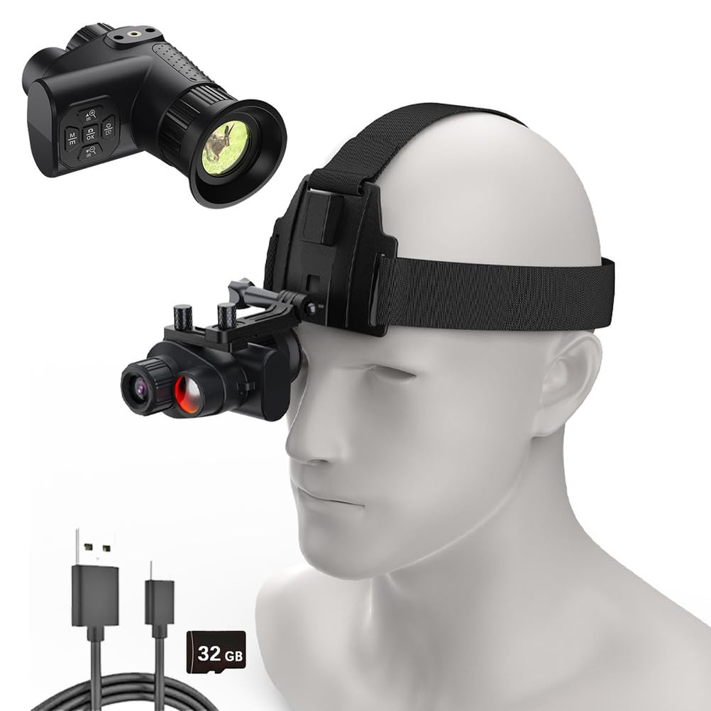Infrared Night Vision Goggles for Men, 4K Night Vision Monocular 8X Digital Zoom, with 2200mah Battery and 32GB Memory Card for Camping, Surveillance