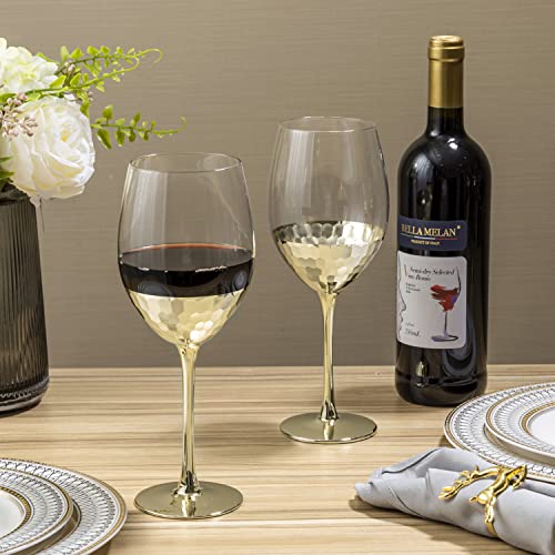 Mygift KIT3052BAS-X4 Modern Brass Tone Stemmed Wine Glasses, Set Of 4 Dinner Party And Wedding Event Stemware Glasses thumb #3