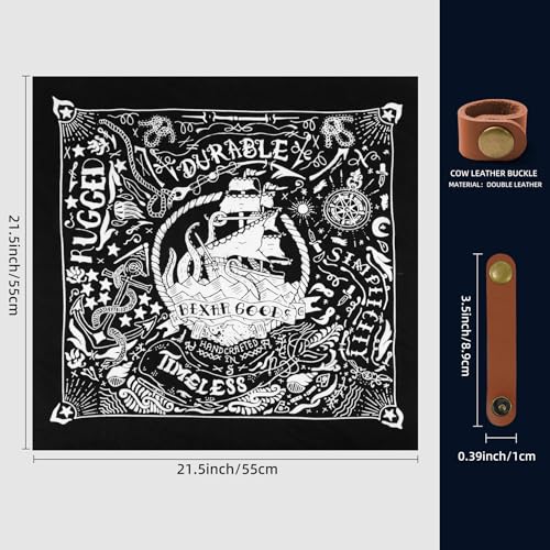 100% cotton Bandana Scarf With Leather Scarf Buckle, Retro sail pattern Neck Scarf for Men & Women Cowboy Scarves4