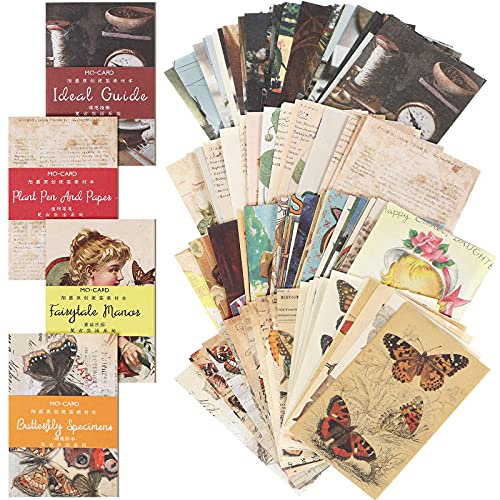 240 Sheets Vintage Scrapbooking Supplies Retro Journal Paper Decorative Crafting Supplies Paper Pads Scrapbooking Travel Journal Supplies Antiqued Paper for DIY Aesthetic Room Decor (Novel Style)
