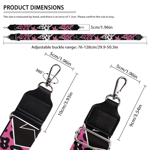 Image of GLENLCWE Pink Star Purse Straps Replacement Crossbody Adjustable American Flag Bag Strap for Purses, Wide Shoulder Strap for Women Guitar Purses