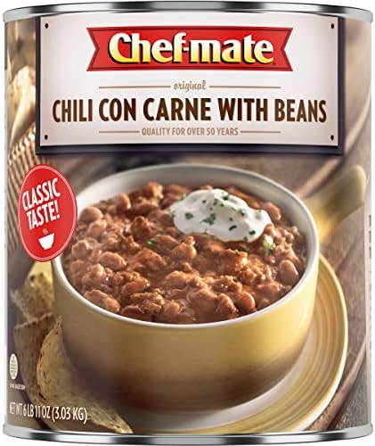 Chef-mate Beef Chili, Canned Beans with Meat, 6 lb 10 oz (#10 Can Bulk)