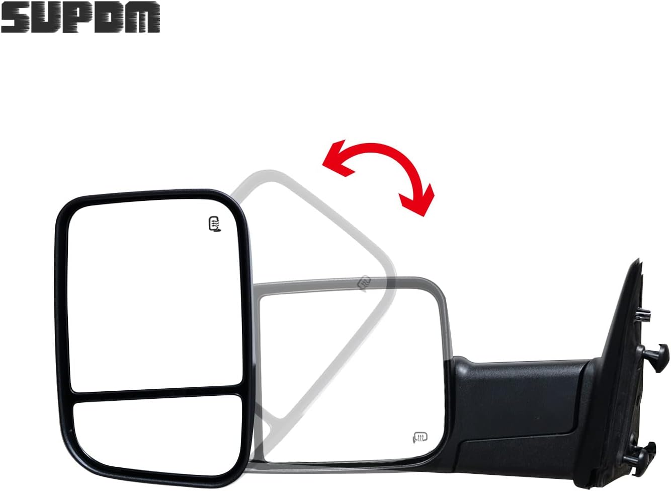 Pair Towing Mirrors fit for 2009-2018 Ram 1500 2500 3500 Pickup with Turn Signal Light, Puddle Lights Power Heated Black Housing Set Left+Right