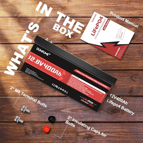 Image of 12V 400Ah LiFePO4 Battery 5120Wh Rechargeable Lithium Iron Phosphate Battery Built-in 200A BMS 15000+ Cycles for RV Solar Off-Grid Applications and Home Energy Storage