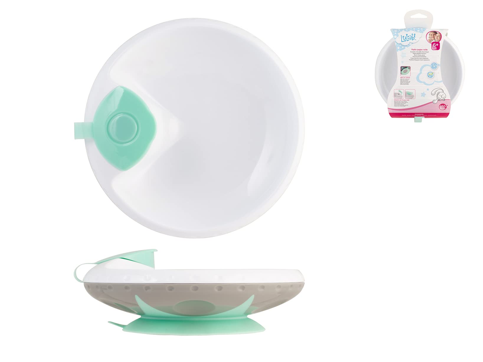 Lulabi 9025300 Piatto Pappa Calda con Ventosa, Polipropilene, Plastic