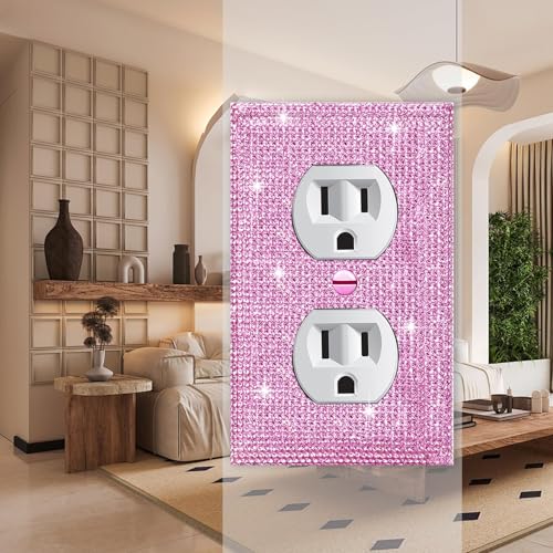 Image of 2 Pcs Shiny Pink Rhinestones Switch Plates And Outlet Covers Wall Plates Light Switch Cover Decorative Outlet Covers