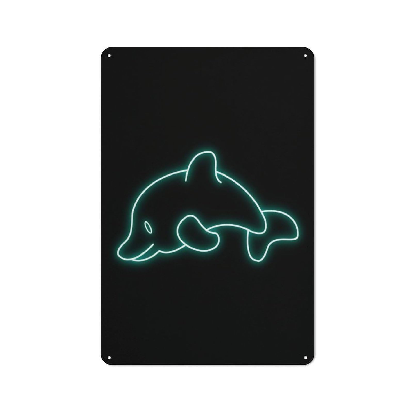 Nostalgic Whale Animal Metal Wall Plaque 30x20cm, Retro Room Decor for Kitchen, Hallway, Bar Or Small Cafe