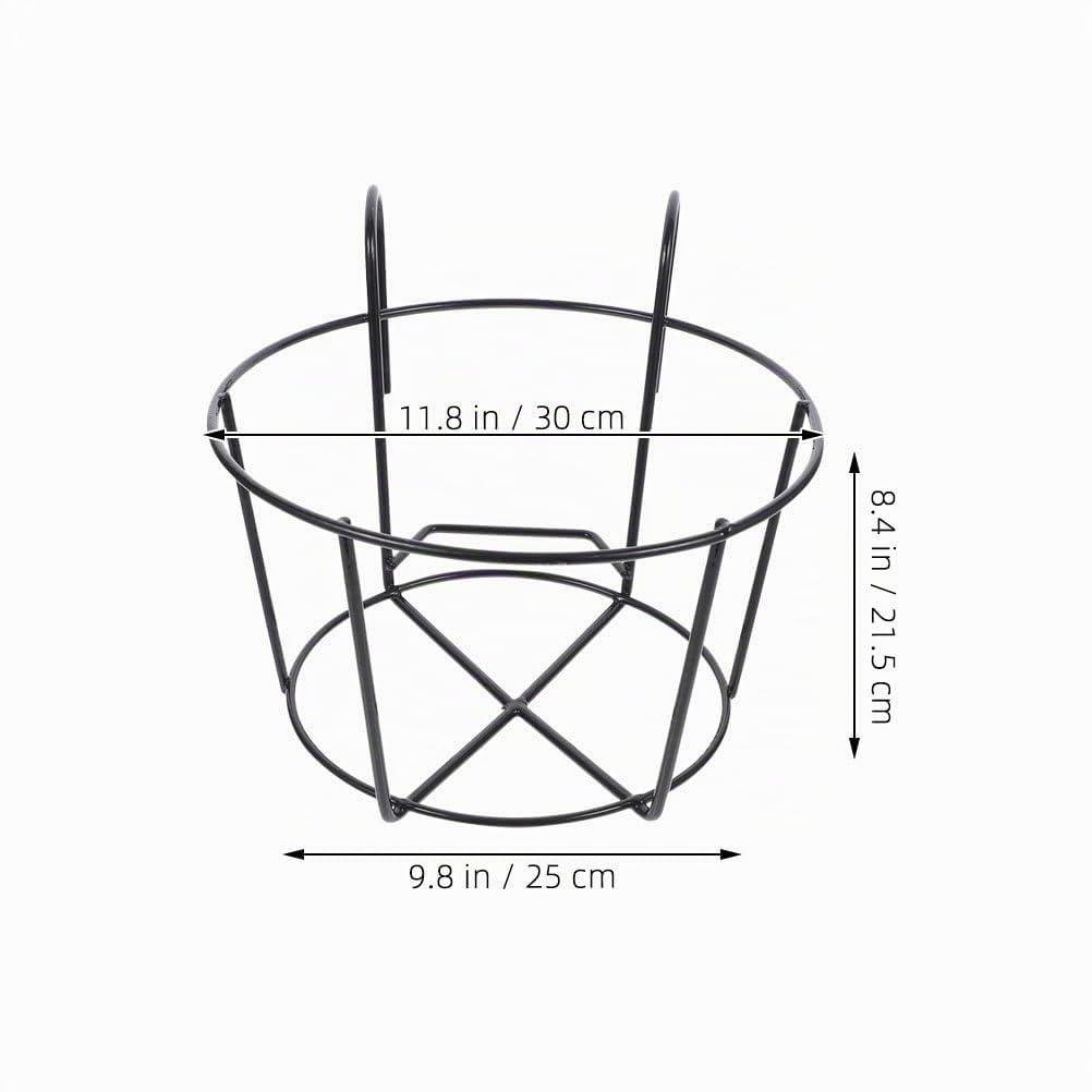 YARNOW 2 Stück Hängende Geländer Blumentopfhalter aus Metall Balkon Blumenkasten Halterung für Zaun Rund Pflanzkorb Outdoor Schwarz Pflanzenhalter für Außen und Innen Garten Deko (L)