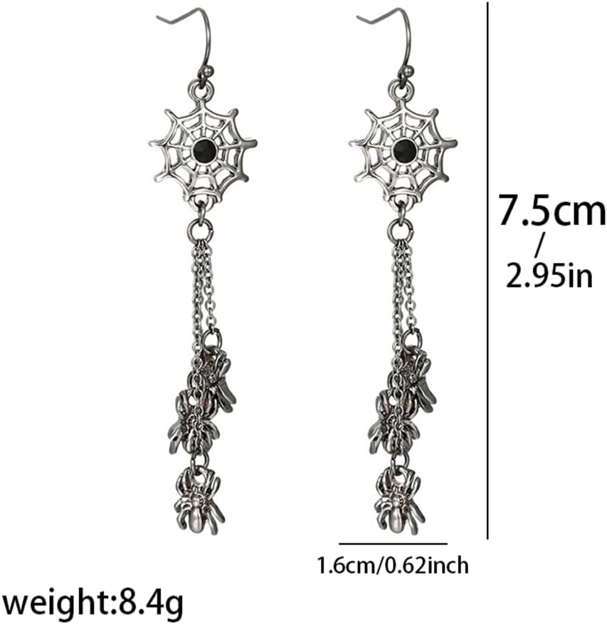 Vintage Black Gothic Spider Earrings Punk Style Halloween Red Crystal Spider Drop Dangle Earrings Reptile Animal Jewelry for Women - Image 2