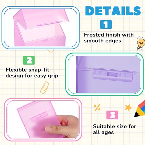Image of Clabby 2 Pcs Clear Plastic Crayon Boxes Hold 24 Count, Purple,Pink