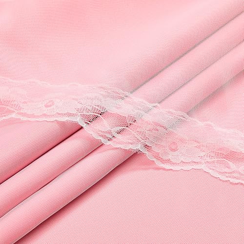 Image of XiDi Pink Blackout Curtains for Girls Bedroom Living Room 63 Inches Long 2 Panels Thermal Insulated Double Layer Curtains with Sheer Overlay Lace Hem for Nursery Kids Princess Grommet Drapes 34Wx63L