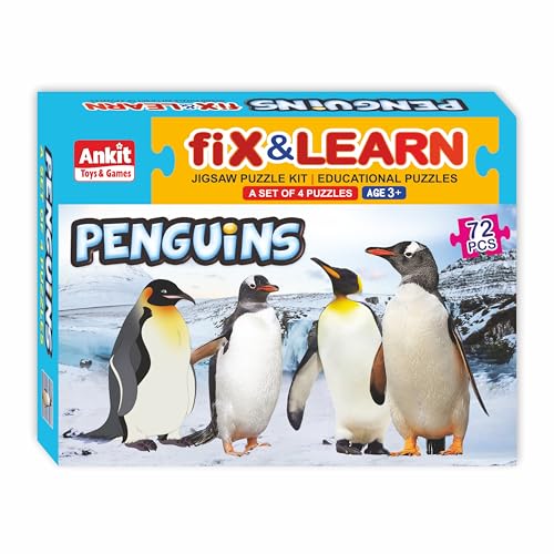 Image of Ankit Toys & Games Fix 'n' Learn Penguins Jigsaw Puzzle for Kids, Educational and Learning Toy for Kids Age 3 and Above, Boost Memory Skills, 72 Pieces Transport Puzzles (Set of 4 Puzzles in Box)