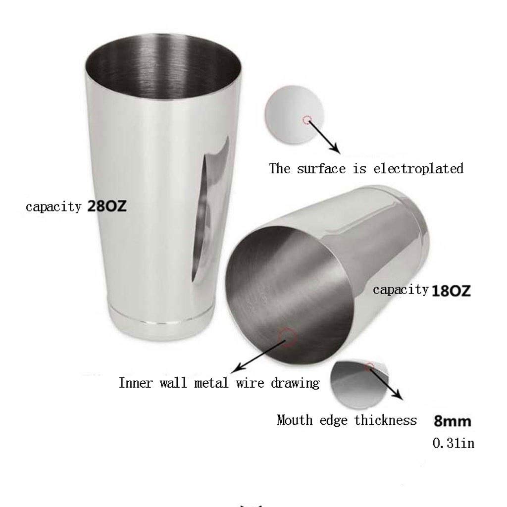 Kit Cocteleria Boston Shaker Set for Bartenders- Home Bar Set de accesorios, de acero inoxidable Kit de camarero con coctelera, coladores, aparejo, for cócteles Bar Accesorios Cocktail Bar del sistema