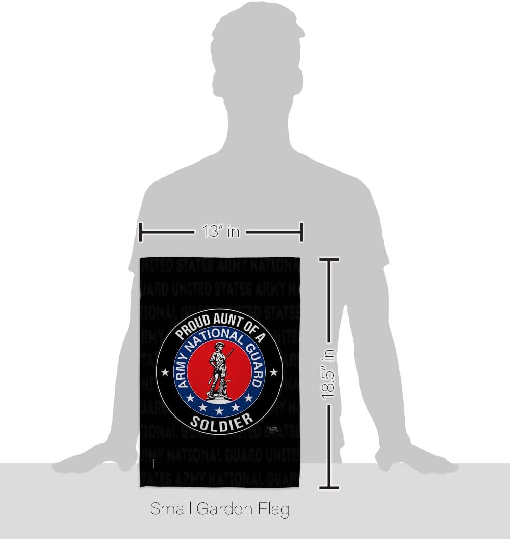 Army Proud Aunt Soldier Garden Flag - Set with Stand Armed Forces National Guard ANG United State American Military Veteran Retire Official - House Banner Small Yard Gift Double-Sided 13 X 18.5