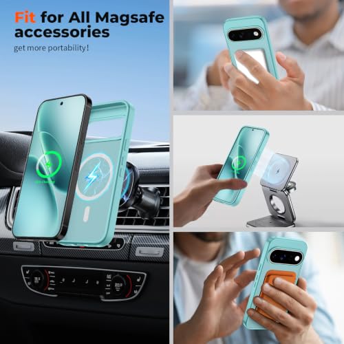 Image of SUPFINE Magnetic for Google Pixel 11 Pro Case - Blue Green | With Screen Protector,Translucent Matte,Built-in Magnets,Military Grade Drop Protection,Shockproof Phone Cover